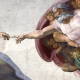 La creazione di Adamo. Michelangelo Buonarroti, Cappella Sistina, Roma